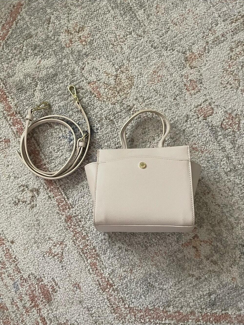 Steve Madden Mini Tote Handbag in Cream with Crossbody Strap